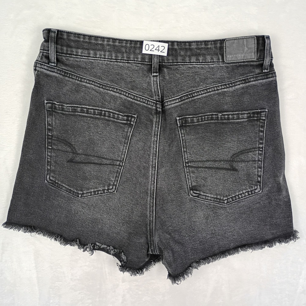 American Eagle Denim Shorts Womens 8 Black Stretch Raw‎ Hem Cutoff Summer Boho